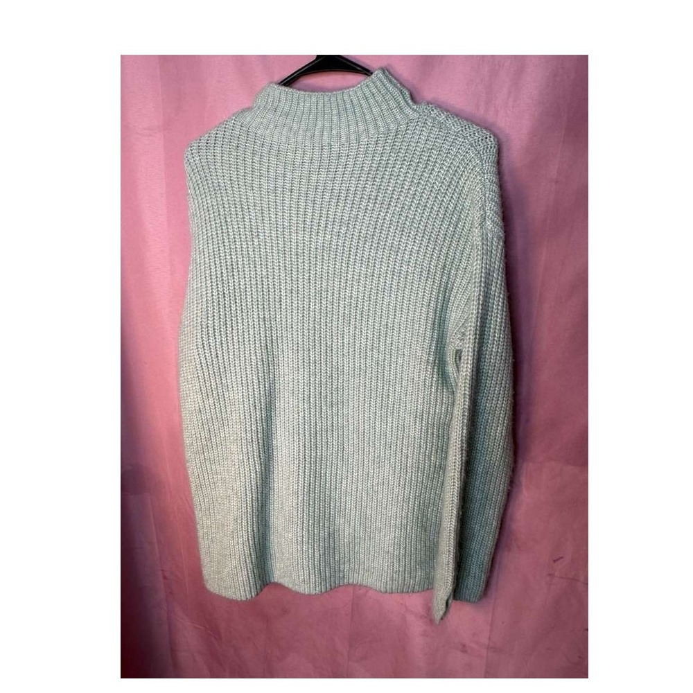 LOFT Petites Ribbed-Knit Mock Neck Pullover Sweater Green MP Long Sleeve